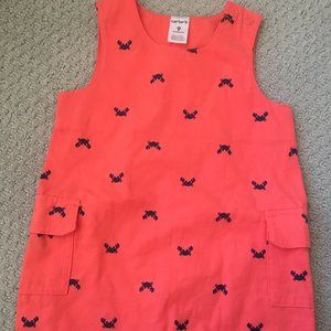 Carters NWOT Coral and Navy Crab Shortall/Jon Jon